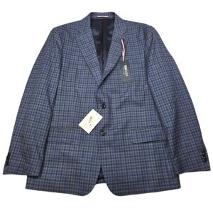 Tommy Hilfiger Conrad Sport Coat Mens 44R 44 Blue Plaid Stretch Blazer‎ $295 NEW